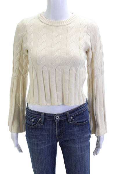 Central Park West Womens Pullover Sweater Beige Crew Neck Long Sleeve Size XS
