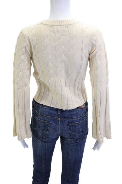 Central Park West Womens Pullover Sweater Beige Crew Neck Long Sleeve Size XS