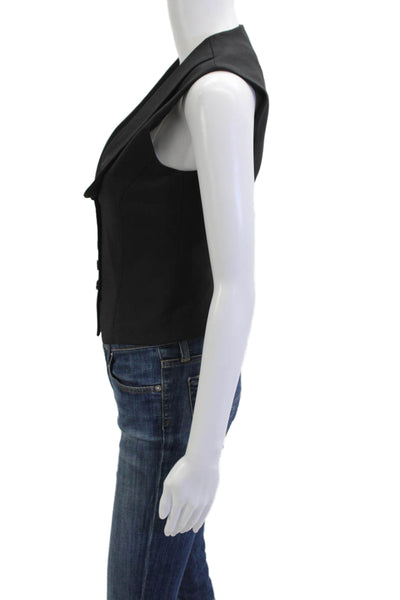 Zara Womens Classic Black V-Neck Suit Vest Button Wool Blend Size XS