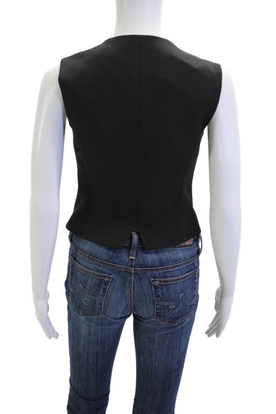 Zara Womens Classic Black V-Neck Suit Vest Button Wool Blend Size XS