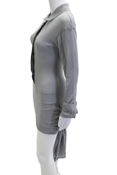 Lioness Womens Bodycon Shirt Dress Gray Longsleeve Collared Viscose Size XS