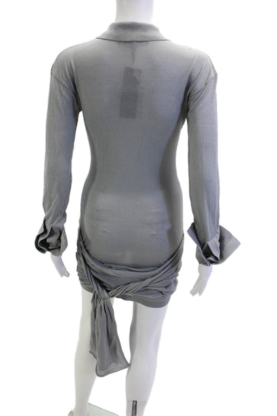 Lioness Womens Bodycon Shirt Dress Gray Longsleeve Collared Viscose Size XS