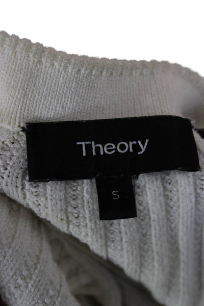 Theory Womens Pullover Sweater Beige Crew Neck Short Sleeve Size S