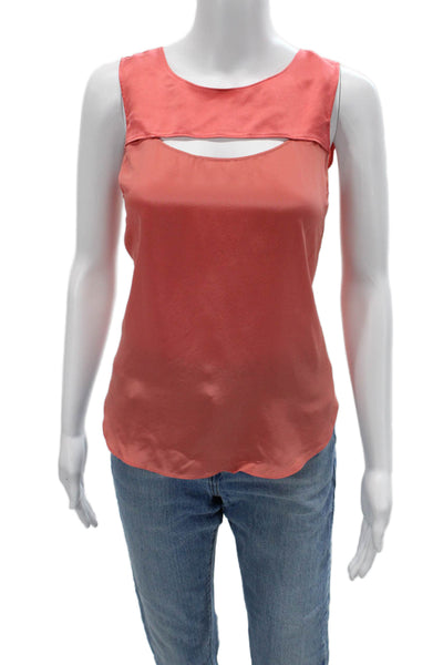 Elizabeth & James Women Pink Silk Tank Sleeveless Solid Classic Size 0