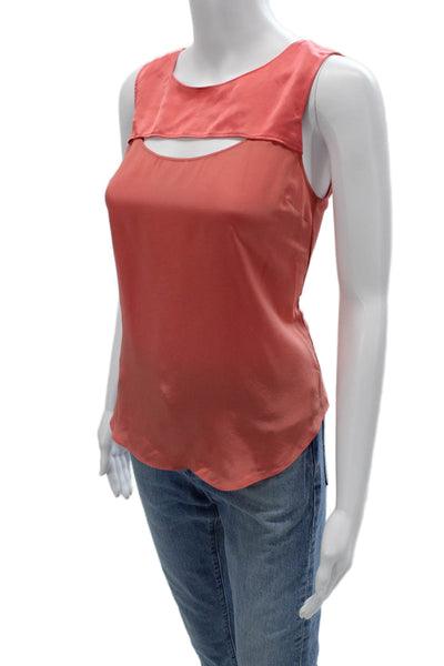 Elizabeth & James Women Pink Silk Tank Sleeveless Solid Classic Size 0