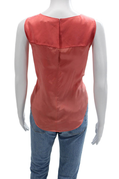 Elizabeth & James Women Pink Silk Tank Sleeveless Solid Classic Size 0