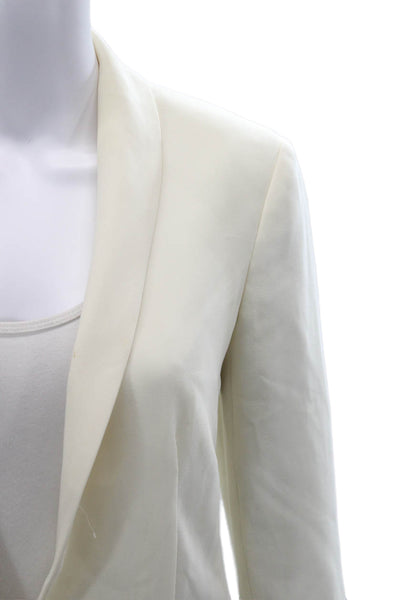 Rag & Bone Womens White V-Neck Blazer Long Sleeve Zip Designer Size 2