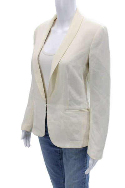 Rag & Bone Womens White V-Neck Blazer Long Sleeve Zip Designer Size 2