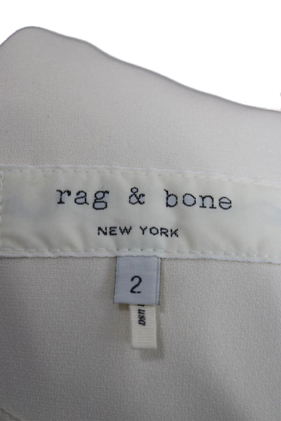 Rag & Bone Womens White V-Neck Blazer Long Sleeve Zip Designer Size 2