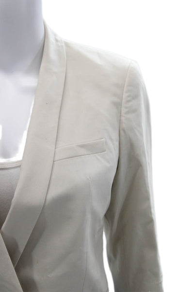 Helmut Lang Womens Beige Virgin Wool V-Neck 3/4 Sleeve Blazer Size 4