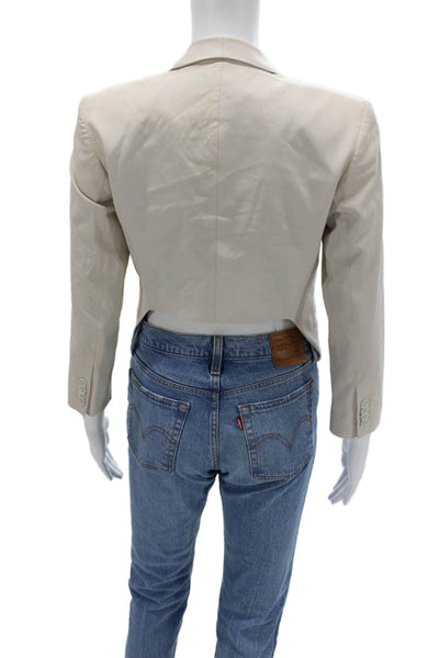 Helmut Lang Womens Beige Virgin Wool V-Neck 3/4 Sleeve Blazer Size 4