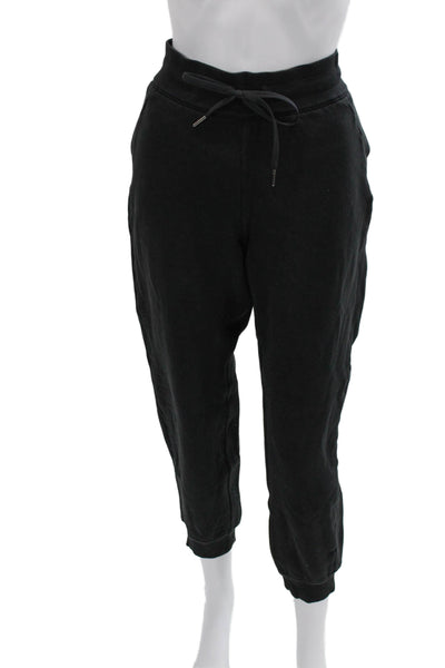 Lululemon Womens Black Jogger Sweatpants Drawstring Cotton Blend 25in Size M