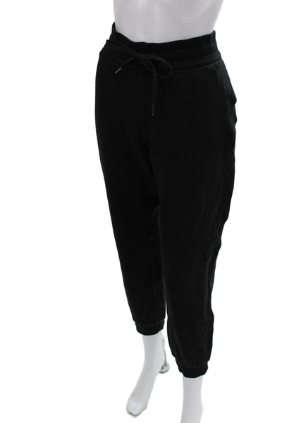 Lululemon Womens Black Jogger Sweatpants Drawstring Cotton Blend 25in Size M