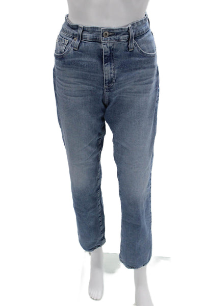 AG Women Mom Cropped Jeans Blue Mid-Rise Button Fly 98% Cotton Size 30