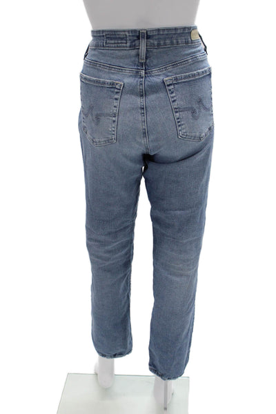 AG Women Mom Cropped Jeans Blue Mid-Rise Button Fly 98% Cotton Size 30
