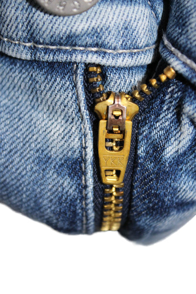 AG Women Mom Cropped Jeans Blue Mid-Rise Button Fly 98% Cotton Size 30