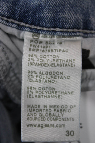 AG Women Mom Cropped Jeans Blue Mid-Rise Button Fly 98% Cotton Size 30