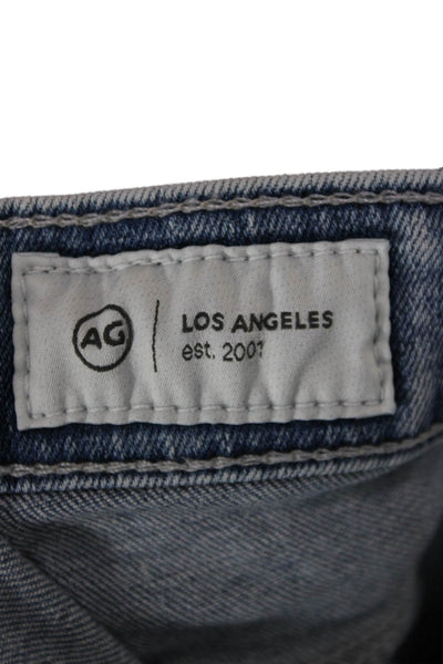 AG Women Mom Cropped Jeans Blue Mid-Rise Button Fly 98% Cotton Size 30