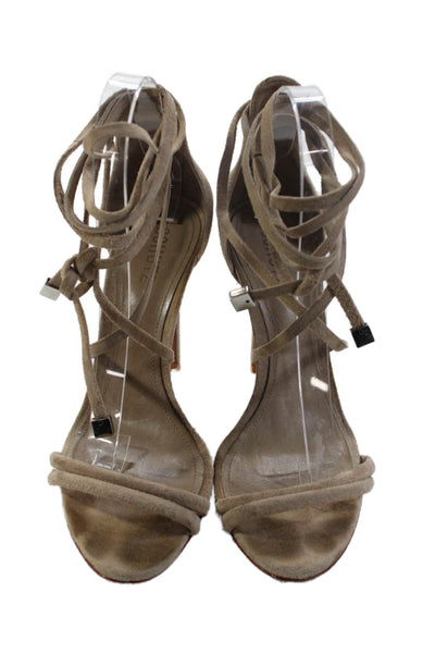 Schutz Womens Suede Strappy Sandals Beige Size 8B