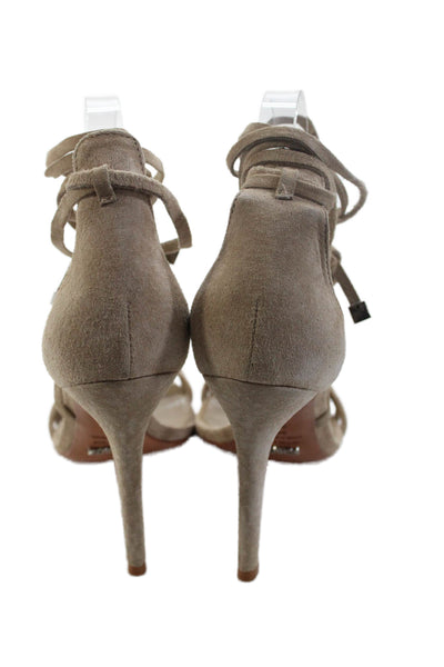 Schutz Womens Suede Strappy Sandals Beige Size 8B