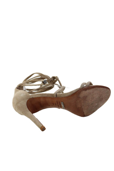 Schutz Womens Suede Strappy Sandals Beige Size 8B