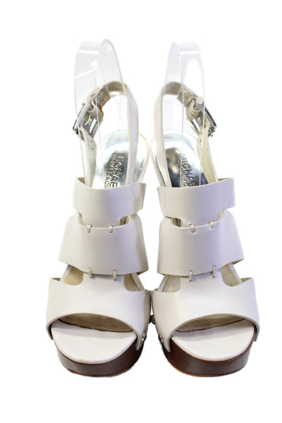 Michael Michael Kors Womens Leather Strappy Platform Sandals White Size 7M
