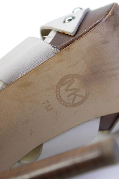 Michael Michael Kors Womens Leather Strappy Platform Sandals White Size 7M