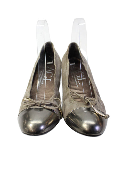 AGL Attilio Giusti Leombruni Womens Suede Ballet Flats Bronze Size 38.5 8.5