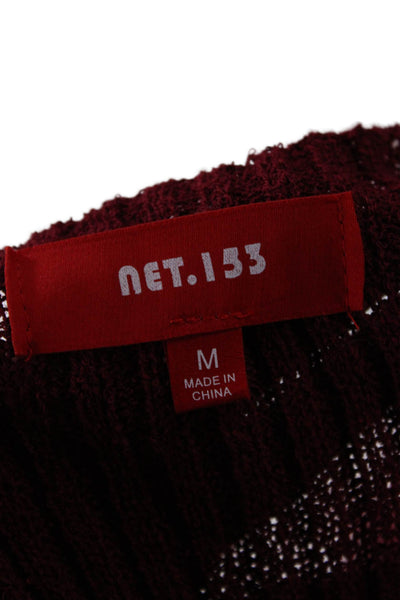 Net.153 Women Bodycon Sweater Dress Red Long Sleeve Round Neck Polyester Size M