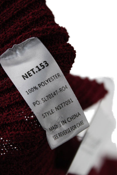 Net.153 Women Bodycon Sweater Dress Red Long Sleeve Round Neck Polyester Size M