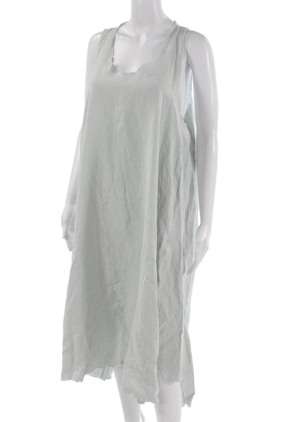 Diane Ness Women Shift Tank Dress Gray Linen Blend Sleeveless Midi Size M