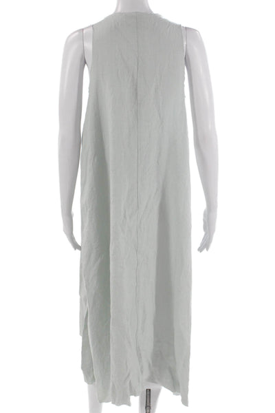Diane Ness Women Shift Tank Dress Gray Linen Blend Sleeveless Midi Size M