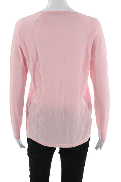 J. Mclaughlin Womens Cashmere V-Neck Long Sleeve Sweater Pink Size M