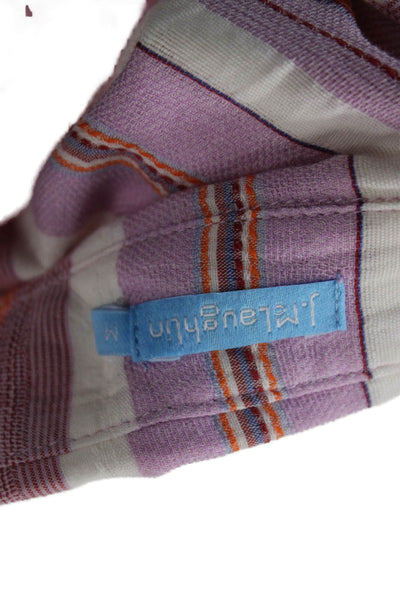 J. Mclaughlin Women Striped Cotton Collared Button-Up Long-Sleeve Orange Size M
