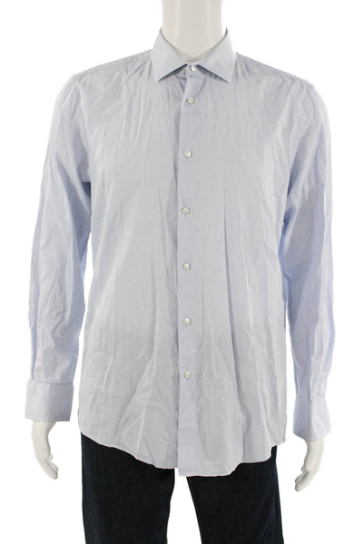 Boss Hugo Boss Mens Cotton Long Sleeve Collared Button-Down Shirt Blue Size 42