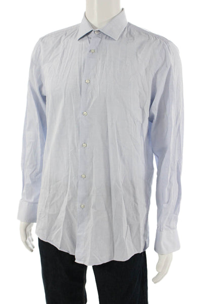 Boss Hugo Boss Mens Cotton Long Sleeve Collared Button-Down Shirt Blue Size 42