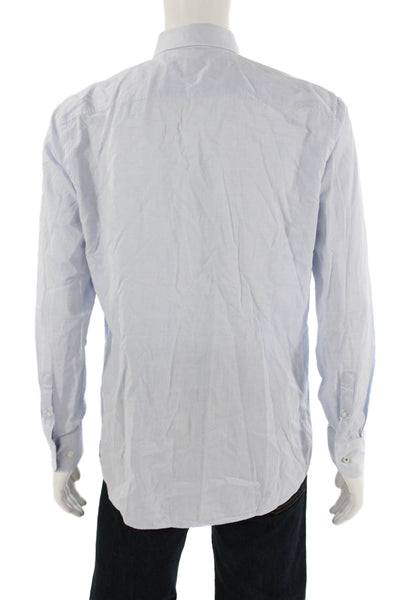 Boss Hugo Boss Mens Cotton Long Sleeve Collared Button-Down Shirt Blue Size 42