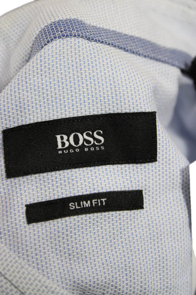 Boss Hugo Boss Mens Cotton Long Sleeve Collared Button-Down Shirt Blue Size 42
