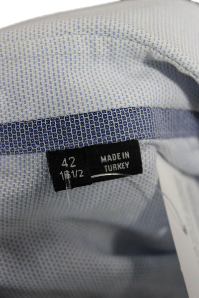 Boss Hugo Boss Mens Cotton Long Sleeve Collared Button-Down Shirt Blue Size 42