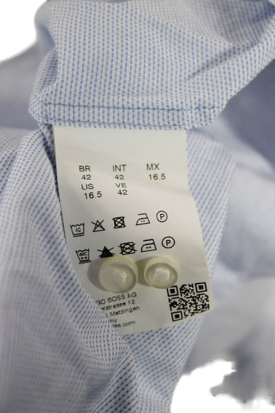 Boss Hugo Boss Mens Cotton Long Sleeve Collared Button-Down Shirt Blue Size 42