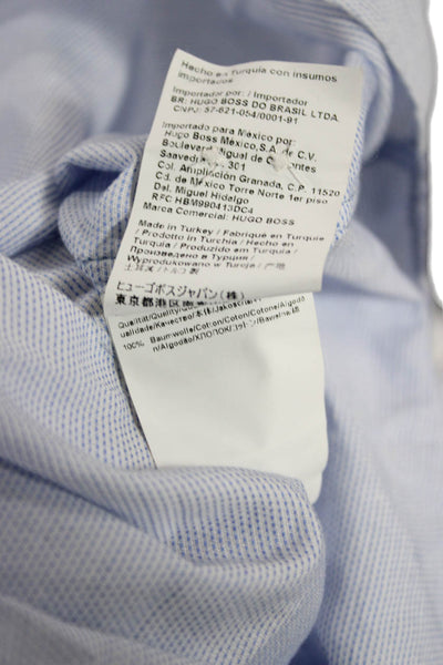 Boss Hugo Boss Mens Cotton Long Sleeve Collared Button-Down Shirt Blue Size 42