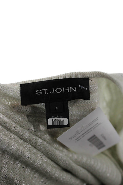 St. John Womens Pullover Sweater V-Neck Striped 3/4 Sleeve Gray Size PP