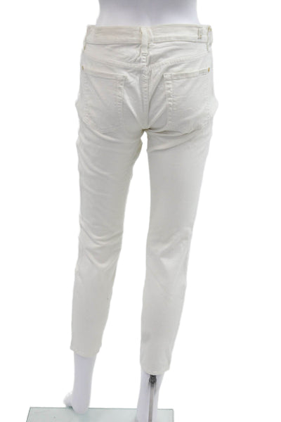7 For All Mankind Womens White Floral Cropped Ankle Jeans Size 28