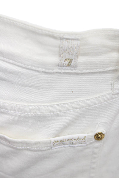 7 For All Mankind Womens White Floral Cropped Ankle Jeans Size 28