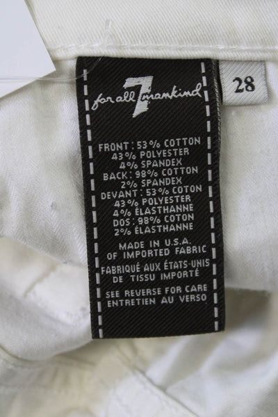 7 For All Mankind Womens White Floral Cropped Ankle Jeans Size 28