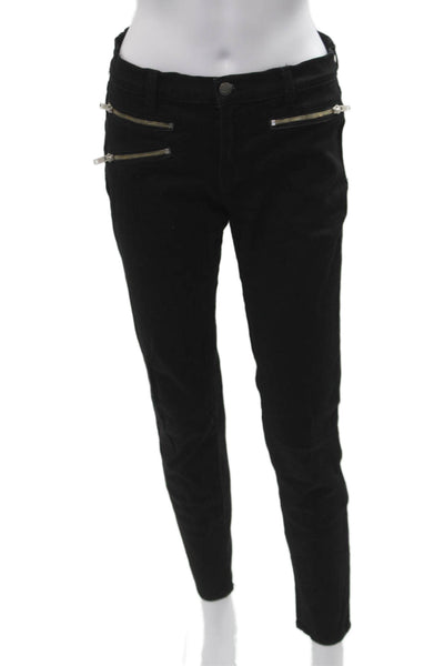 J Brand Women Ankle Cropped Biker Mid Rise Black Pants Size 28