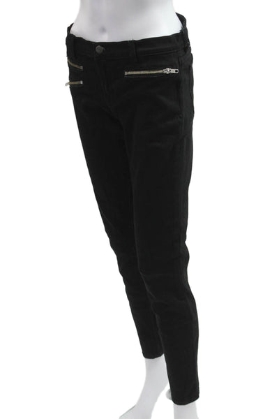 J Brand Women Ankle Cropped Biker Mid Rise Black Pants Size 28