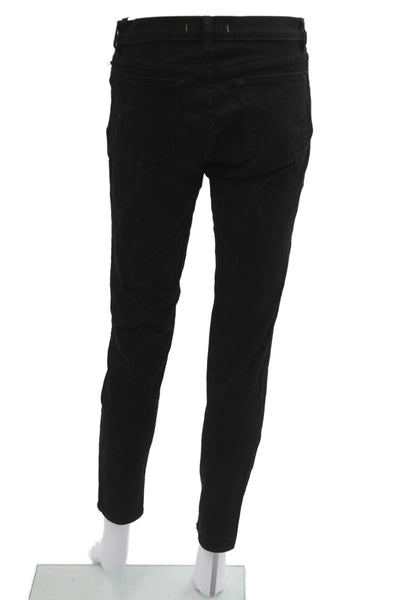J Brand Women Ankle Cropped Biker Mid Rise Black Pants Size 28