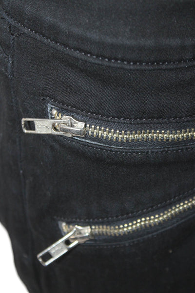 J Brand Women Ankle Cropped Biker Mid Rise Black Pants Size 28