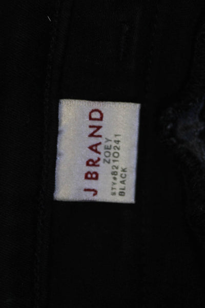 J Brand Women Ankle Cropped Biker Mid Rise Black Pants Size 28